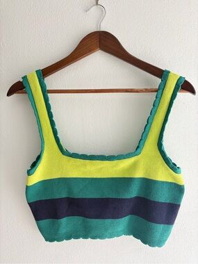 By Anthropologie Strapless Colorblock Top